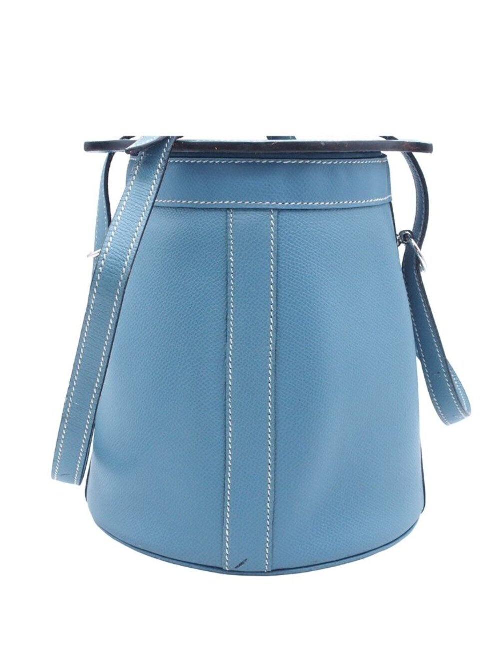 Hermes Farming PM Blue Jean Silver Epsom Shoulder Bag